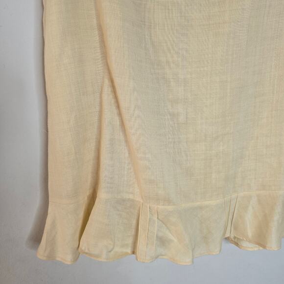 H&M Light Yellow Ramie Linen Trumpet Skirt Size 8 - Picture 8 of 12